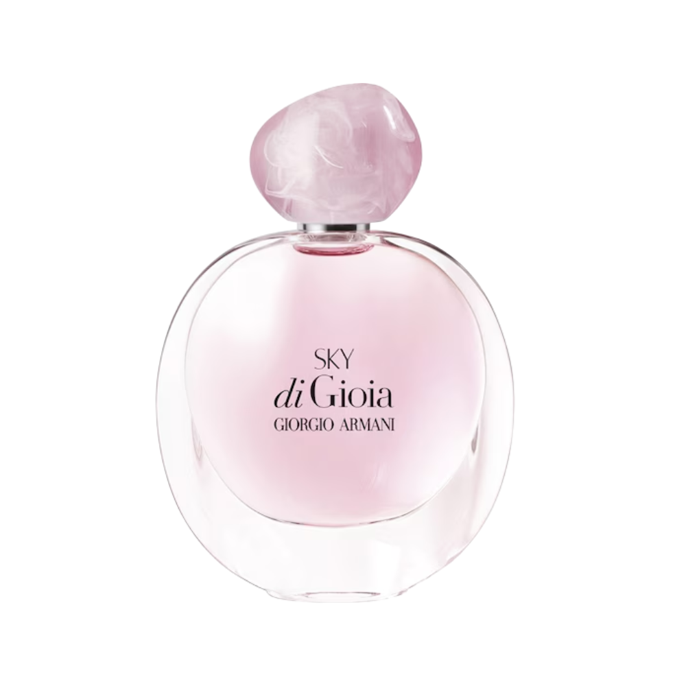 Flakon perfum Armani Sky di Gioia z nutami liczi, gruszki, różowej piwonii, róży, jeżyny i białego piżma – elegancki zapach dla kobiet.