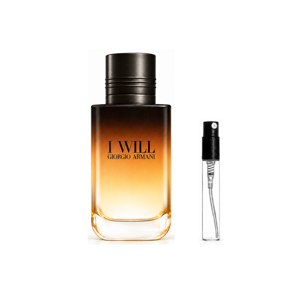 Armani – I Will Eau de Parfum – odlewka perfum – flakon i atomizer w jednakowej skali