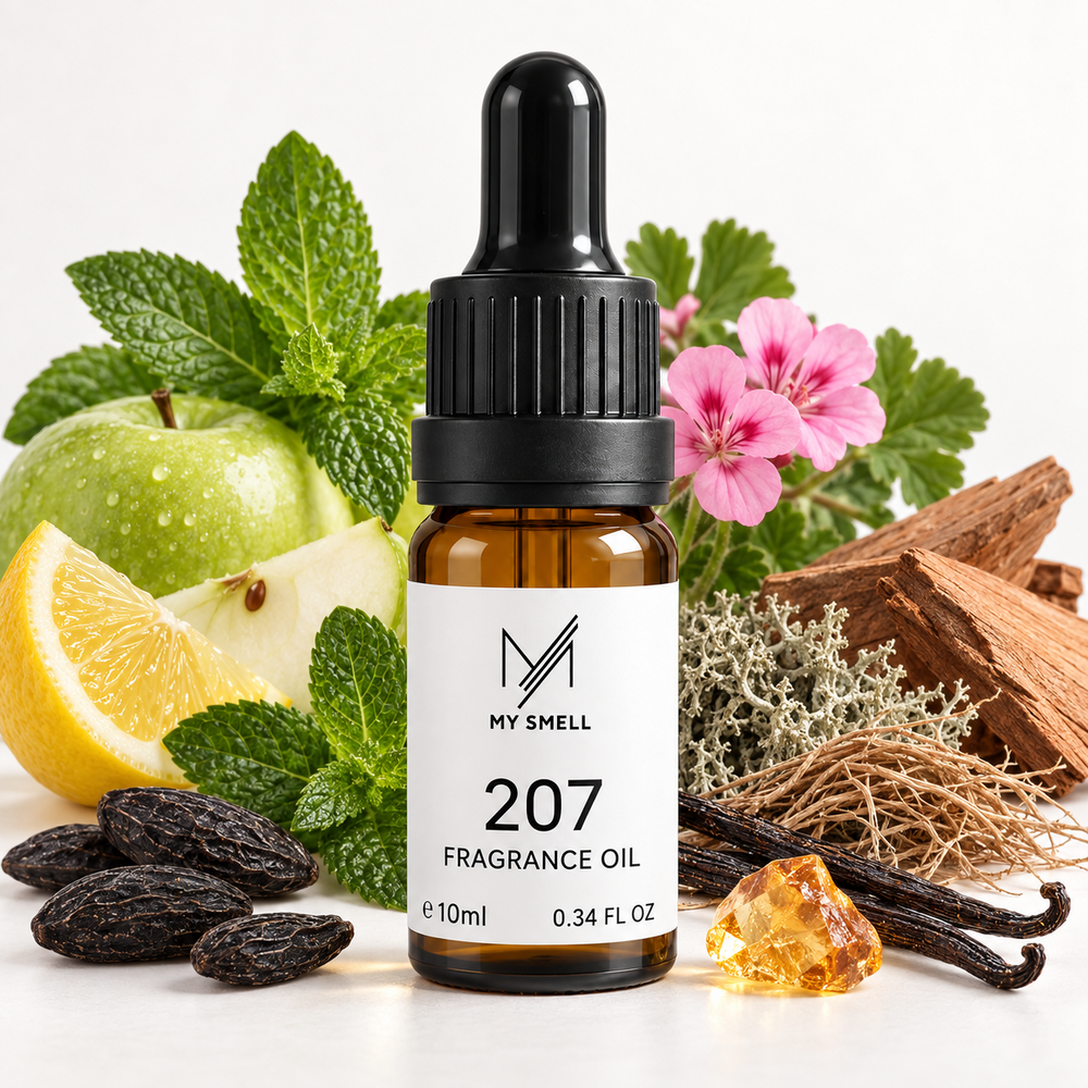 MY SMELL 207 Olejek zapachowy 10 ml – mięta, zielone jabłko, cytryna, fasolka tonka, ambroksan, geranium, wanilia, cedr, wetyweria i mech dębowy